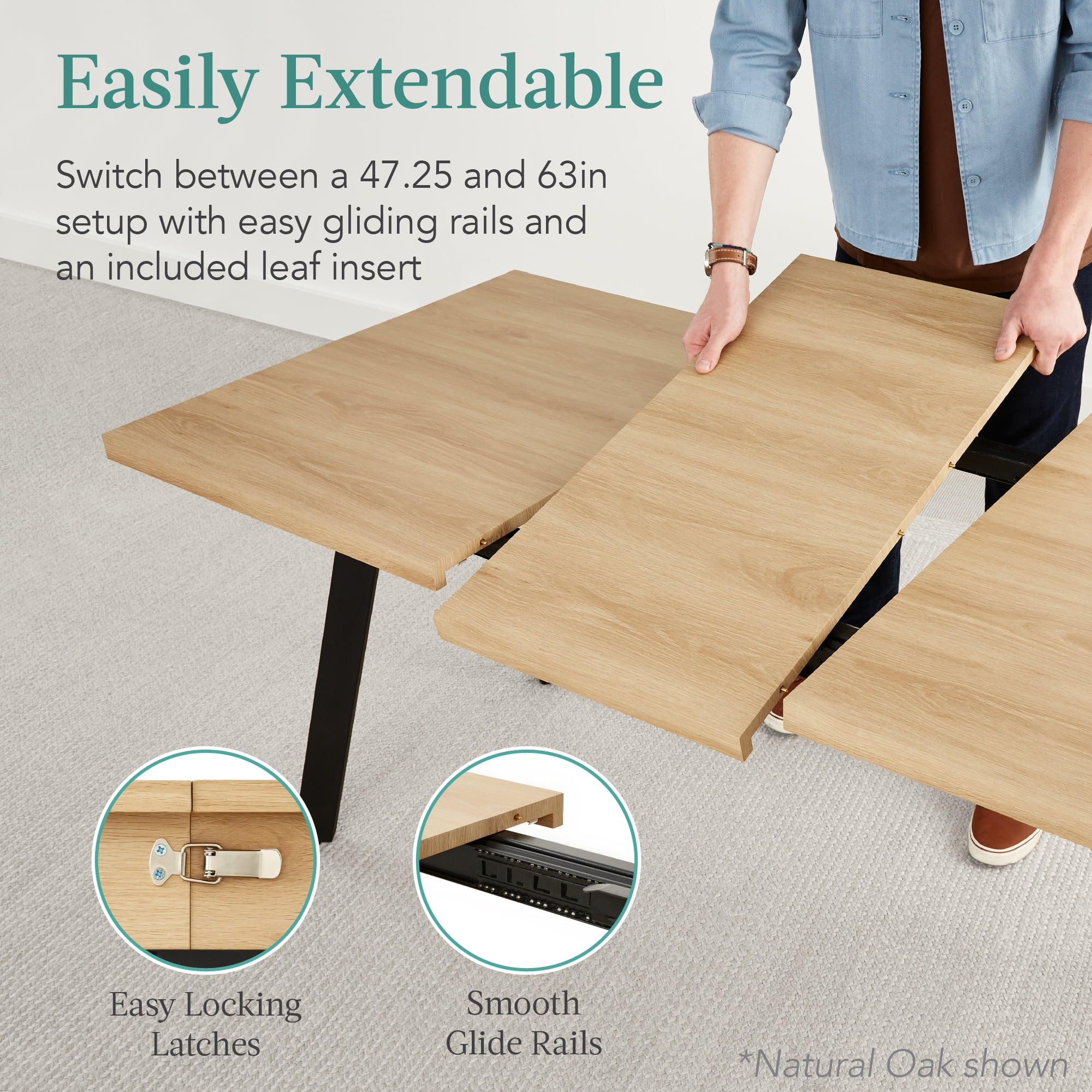 Easy extendable dining table discount