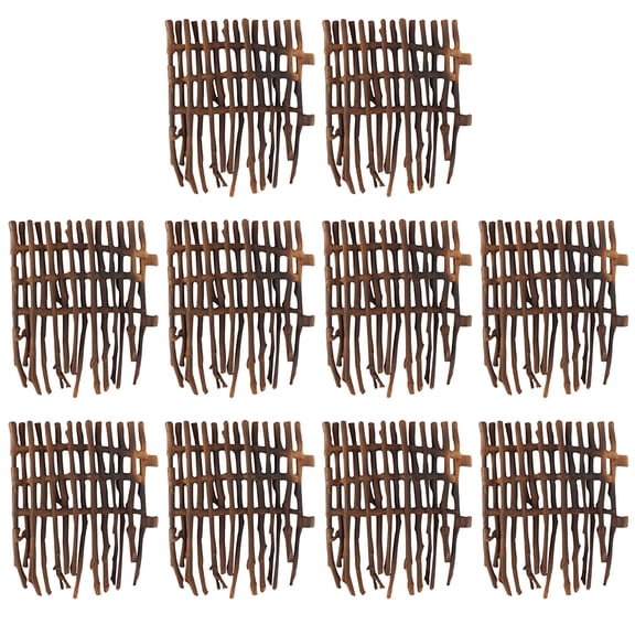 GOOHOCHY Miniature Fence for Fairy Garden Made of PVC Brown Color Great for Decor Use 10 Pieces