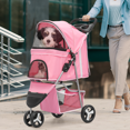 thumbnail image 3 of XPOPR Foldable Pet Stroller with Weather Cover, 3 Wheels Pet Strolling Cart for Small/Medium Dogs and Cats with Storage Basket and Cup Holder Pink, 3 of 5