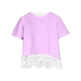 thumbnail image 4 of Jalioing Girls Summer Shirt Short Sleeve Crew Neck Fashion Blouse Tops Flowy Lace Trim Tunic Tops Kids Clothes, 4 of 4
