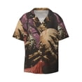 thumbnail image 2 of Lsque Eerie Skull Holding Another print Men's Cuban Collar Short Sleeve Shirt Summer Beachwear Casual Button Down Fashionable Vacation Leisure Shirt-X-Large, 2 of 7