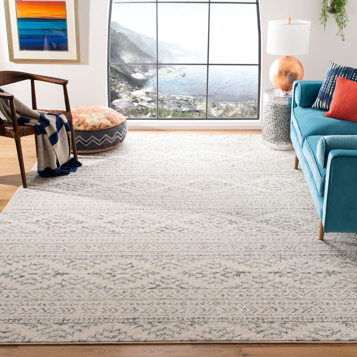 SAFAVIEH Tulum Lakisha Southwestern Area Rug, Ivory/Grey, 8' x 10'