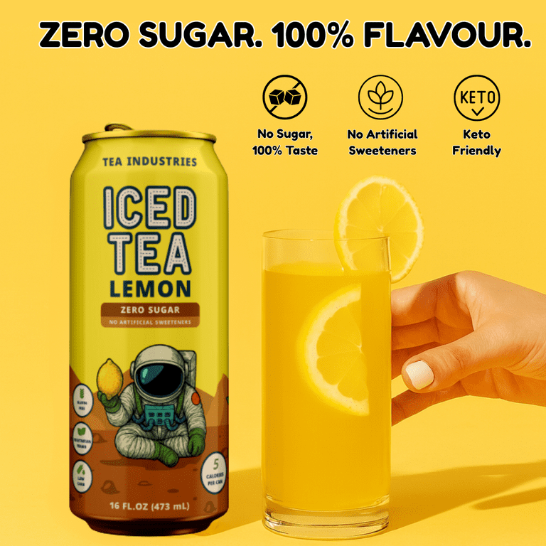 Tea Industries, Lemon Iced Tea, 16 Ounce, 12 Pack, Naturally