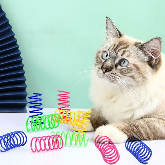 YSNOOWE 40Pcs Cat Springs Toy Colored Plastic Stimulate Natural Play Needs Pet Owners