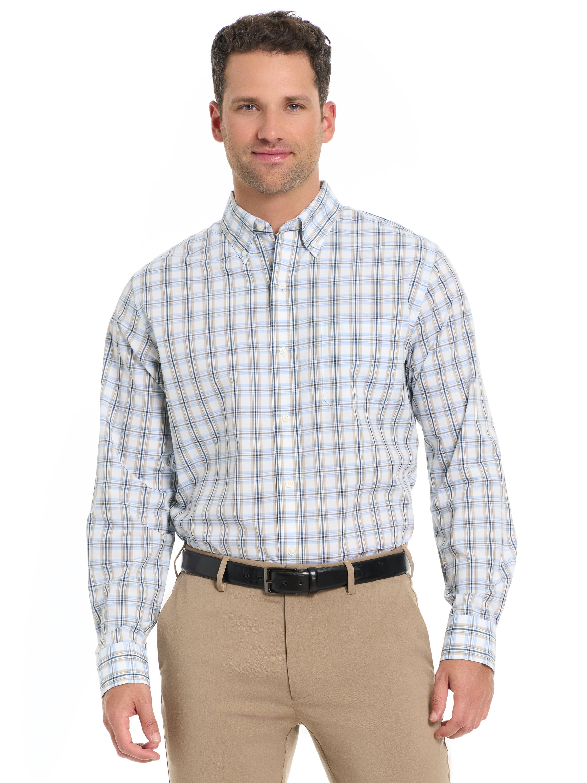Van Heusen Men's Long Sleeve Oxford Solid Dress Shirt, XL - Walmart.com