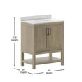 thumbnail image 5 of Emma + Oliver 30 Inch Bathroom Vanity, Single Sink Cabinet with 2 Soft Close Doors and Open Shelf, Carrara Marble Finish Countertop, Brown, 5 of 12