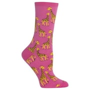 Hot Sox Womens Giraffe Crew Socks, Womens Shoe Size 4-10.5, Pink