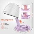 thumbnail image 4 of TASALON 1875W Ionic Hooded Hair Dryer with 3 Heat Settings, Professional Sit-Under Dryer for Home & Salon, Portable Ceramic Hair Dryer Bonnet,Purple, 4 of 8