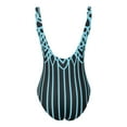 thumbnail image 5 of Xmyrz Swimsuit Women Bathing Suits Large Size Figure Shaping U Neck Striped Print Quick Dry Wide Shoulder Straps Swimwear Young Adult Swimsuits, 5 of 5