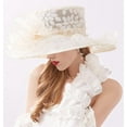 thumbnail image 5 of Women's Organza Church Hat- Fascinator Bridal Floral Tea Party Wedding Hat, Flower Wide Brim Sun Hat, 5 of 6