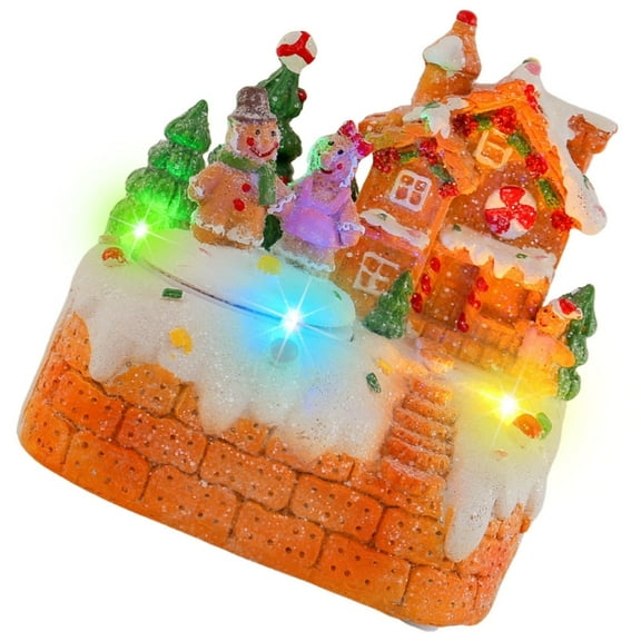 Festives Rotating Gingerbreads Man Ornament Resins Musical Decoration for Holiday Display