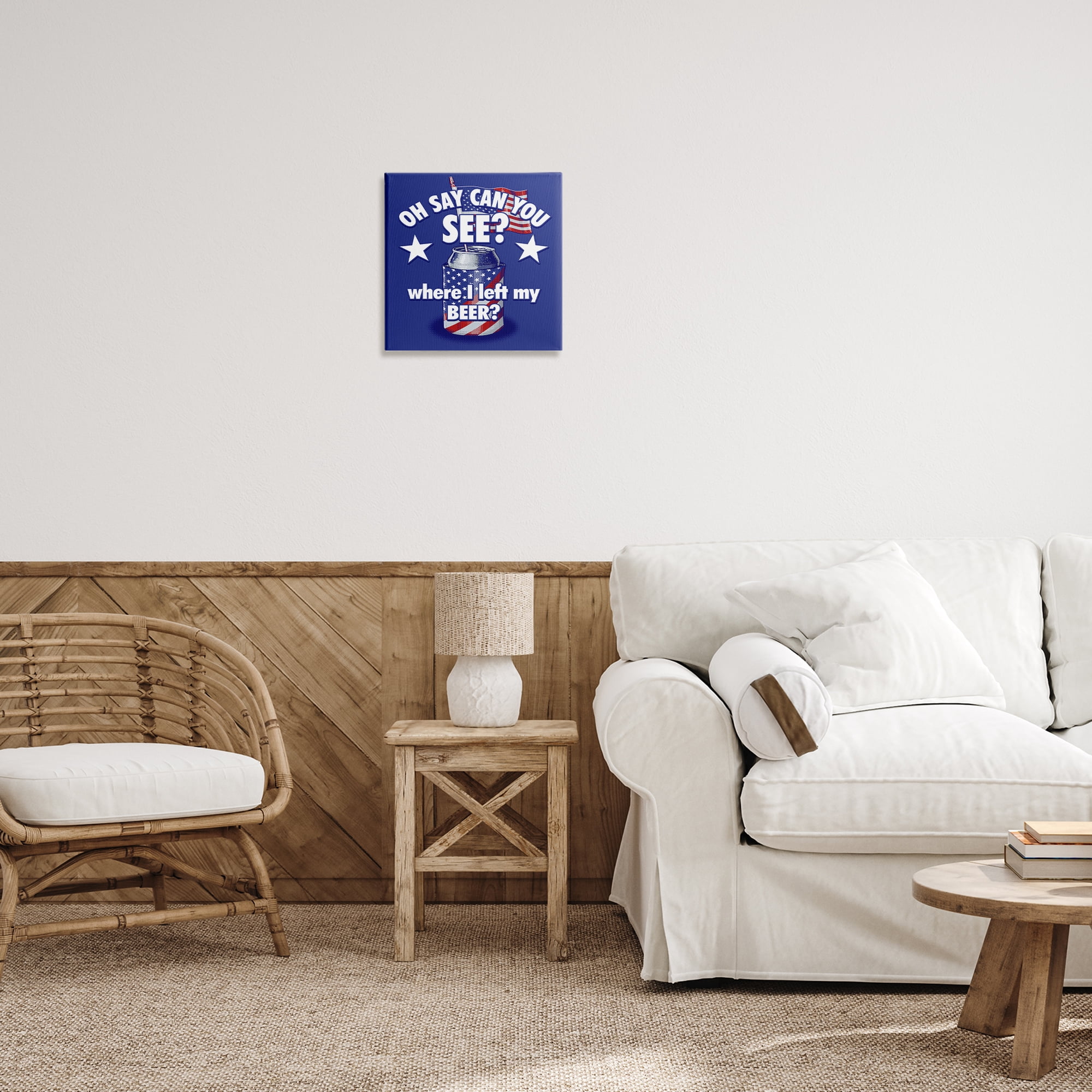 Stupell Industries Funny Patriotic Beer Patriotic Painting Wrapped Canvas Art Print Wall Art, 17 x 17