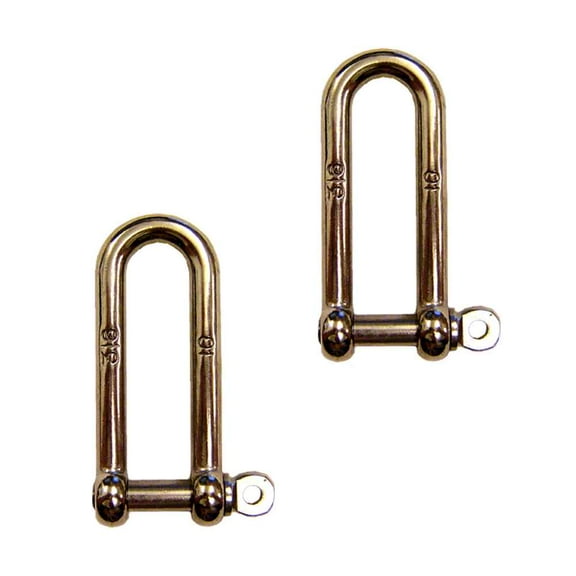 1/4" Screw Pin Long D Shackle Stainless Steel - 2 Pack