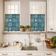 thumbnail image 4 of Kitchen Window Curtains Valance and Tier Set, Summer Ocean Palm Tree Carb Rod Pocket Tier Curtain Valance Set, Conch Shell Retro Blue Plaid Light Filtering Cafe Curtains for Bedroom Living Room, 4 of 9