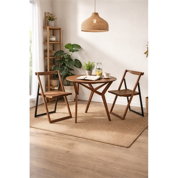 Boraam Sydney Adult Folding Chairs, Chestnut Wire-Brush, Set of 2