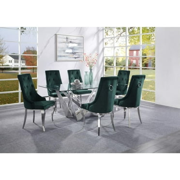 Dekel Dining Contemporary styled Glass Table in Chrome Finish