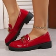 thumbnail image 7 of Miluxas Platform Bottom Loafers Women's Round Toe Leather Shoes Shallow Mouth Slip On Loafers with Buckle Red 9.5(43), 7 of 7