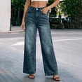 thumbnail image 2 of Womens Baggy Jeans, Audhol Women's Wide Leg Jeans High Waisted Stretchy Denim Pants Loose Fit Boyfriend Denim Pants Womens Jeans Stretchy Blue L, 2 of 4