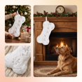 thumbnail image 5 of Snowy White Plush Pet Dog Christmas Stocking, Silver Snowflake Sequin Dog Christmas Stockings Large Bone Shape Faux Fur, Hanging Christmas Holiday Season Party Decor for Pets Dogs, 16in, 5 of 6