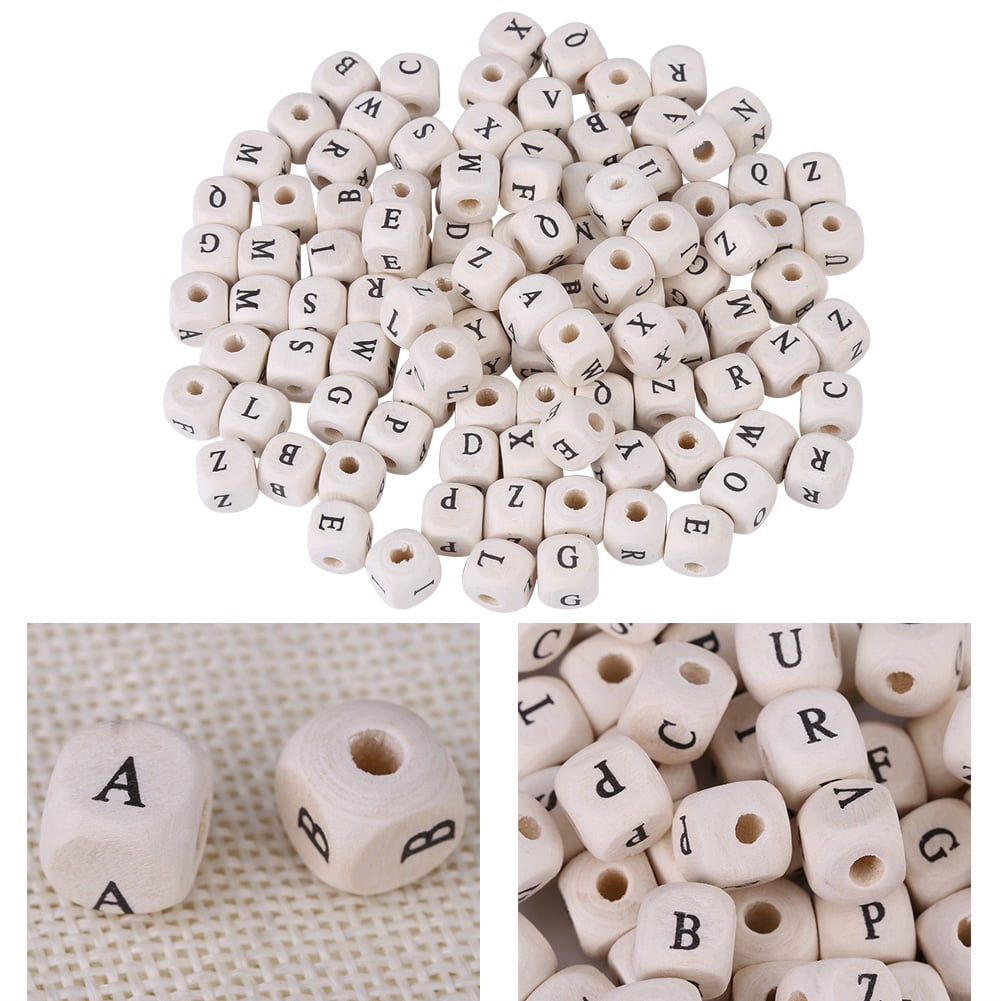 100Pcs Mixed Color Wooden Square Bead Spacer for DIY Craft Findings 10mm