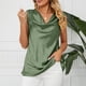 thumbnail image 2 of Camiseta sin mangas de verano para mujer, cuello vuelto, sin mangas, suelta, informal, elegante, básica, OD verde L, 2 of 8