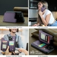 thumbnail image 4 of Mantto Case for iPhone 13 Pro Max with Card Holder, Retro PU Leather RFID Blocking Credit Card Slots Double Magnetic Clasp Flip Kickstand Shockproof Phone Cover for iPhone 13 Pro Max,Purple, 4 of 9