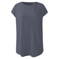 thumbnail image 4 of Women Blouses Womens Athletic Shirts Loose Fit Raglan Tee Christmas Women Shirt Mesh Shirt Womens Camp Shirts Short Sleeve Ladies Short Sleeve T V Neck Workout Summer Attire 2022 Grey M, 4 of 5