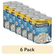(6 pack) Progresso New England Clam Chowder Soup, Rich & Hearty Canned Soup, Gluten Free, 18.5 oz