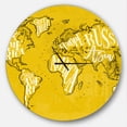 thumbnail image 1 of Designart 'Vintage Yellow Worldmap ' Modern wall clock, 1 of 6