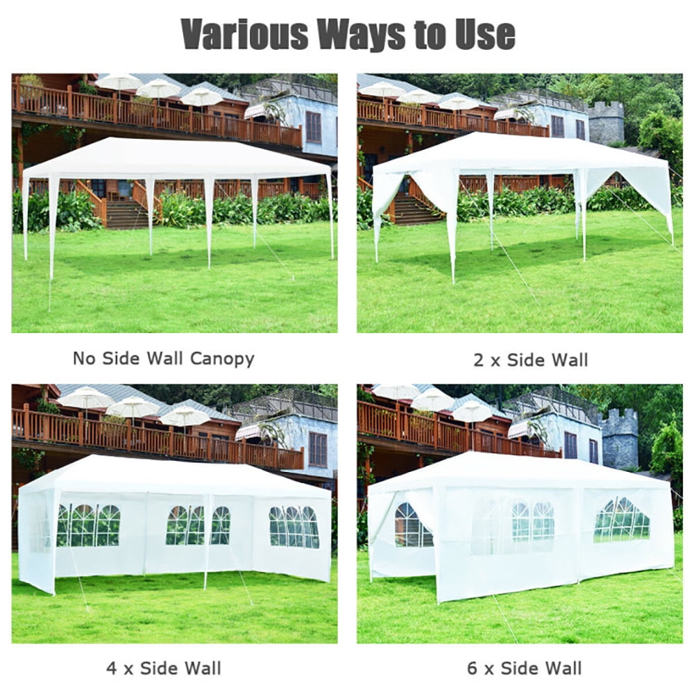 Aimee Lii 10 x 20 Feet 6 Sidewalls Canopy Tent with Carry Bag, Backyard Canopy Gazebo for Party Wedding BBQ Events, White