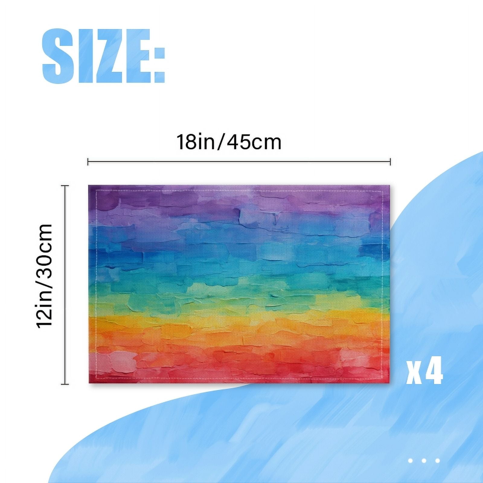 BaHomeck placemats Set of 4 Abstract Rainbow Textured Oil Painting Cotton Linen rectangle Placemats for Kitchen Dining Table Indoor,Outdoor,18*12inch
