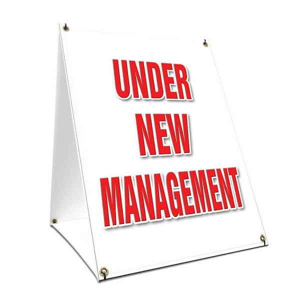 A-frame Sidewalk Under New Management Sign With Graphics On Each Side | 18" X 24" Print Size