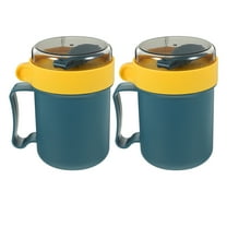 WHAMVOX Microwave Safe Soup Cup with Lid and Spoon Versatile Japanese Design for Kitchen Multi Color 2 Pieces