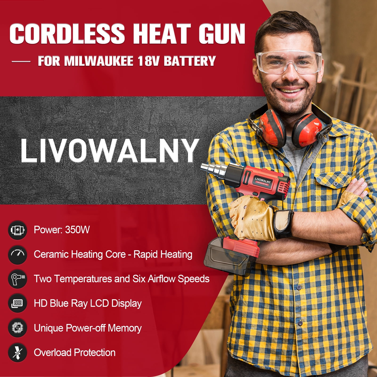 Cordless Heat Gun for Milwaukee m18 Battery, 200W Power Inverter for... Cordless Heat Gun for Milwaukee m18 Battery, 200W Power Inverter for...