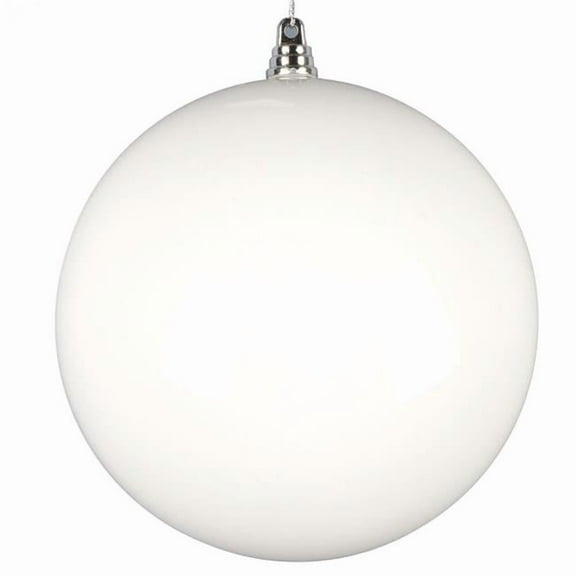 Vickerman MT250611W 6 in. Enamel Ball Ornament, White - 4 per Bag