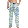 thumbnail image 3 of Men's Pajama Pants with Pockets Sleepwear Lounge Pants Stretch Casual Hydrangea Blue Flowers, 3 of 6