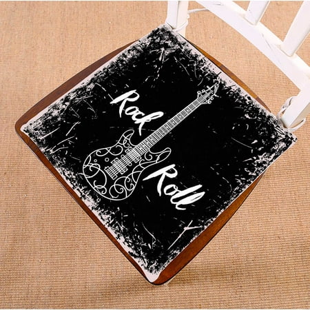 

PKQWTM Vintage Electric Guitar Lettering Rock Roll Grunge Chair Pads Chair Mat Seat Cushion Chair Cushion Floor Cushion Size 20x20 inches