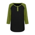 thumbnail image 5 of Shirts For Women Tees Tops Raglan Three Quarter Sleeve Contras Color Half Button Workout Clothes, 5 of 6