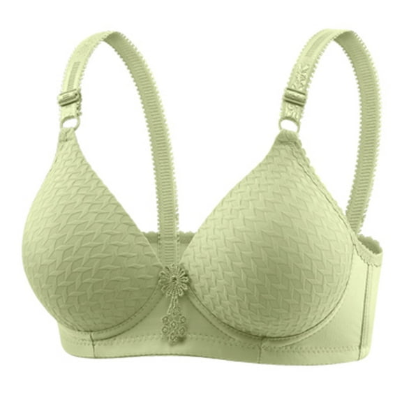 Ohufall 2025 Summer! Bras for Womens,Women's Non Steel Ring Style Gathered Middle Button Breathable Underwear Daily Bra, 36B/C-42B/C