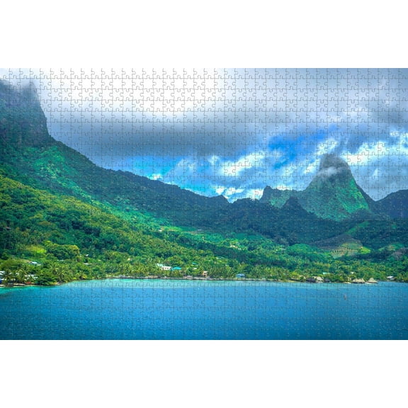French Polynesia Moorea Jigsaw Puzzle 300 Piece for Adults Wooden Travel Gift 15 x 10 In
