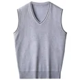 thumbnail image 4 of Chaleco de color sólido, suéteres de punto negros para hombres, chaleco para hombre, ropa de negocios lisa, cuello en V, sin mangas, prendas de punto, ajuste holgado, feo, 4 of 4