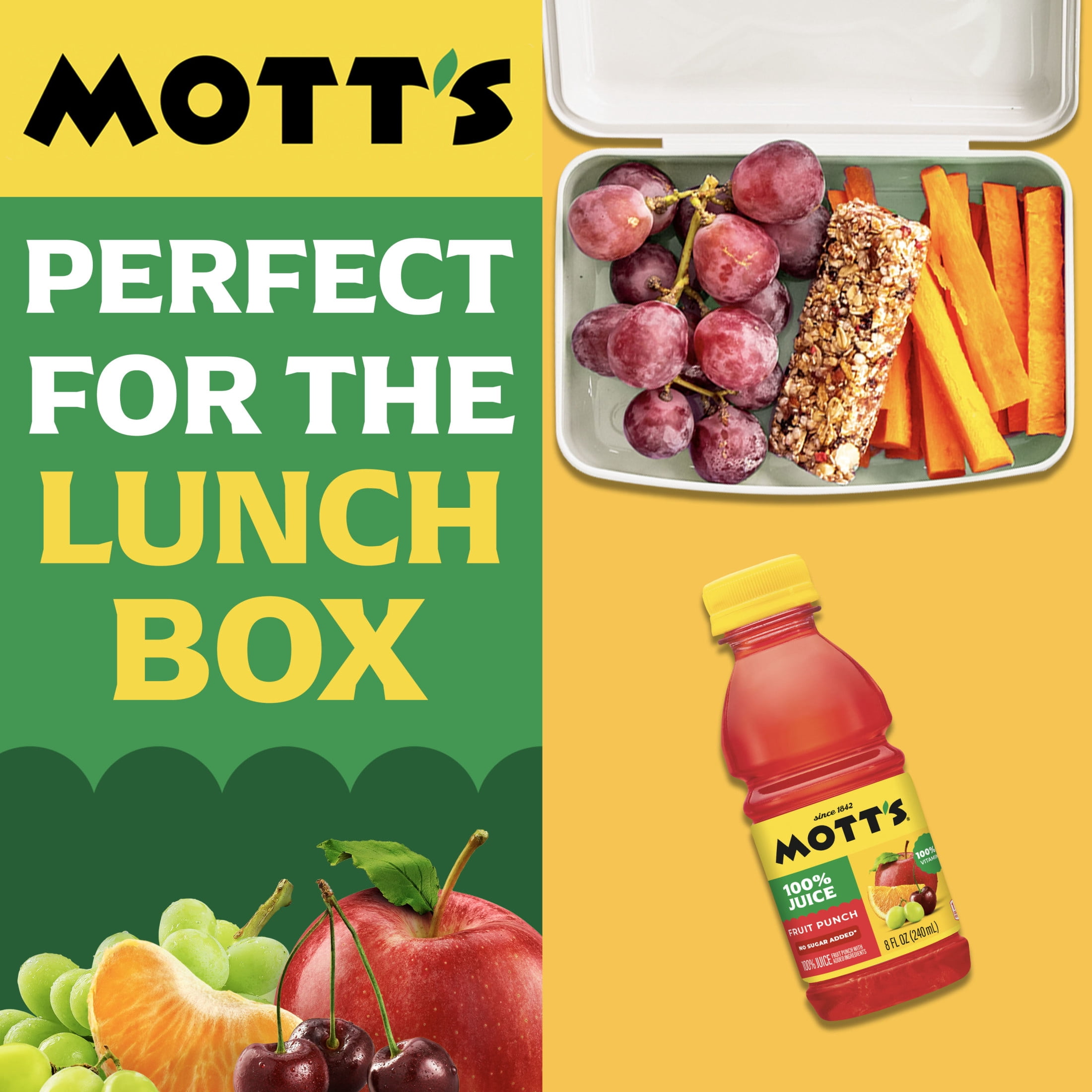 (4 pack) Mott's 100% Fruit Punch Juice, 8 fl oz, 6 pack