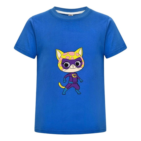 SuperKitties Graphic Tee for Children – Kids Cartoon Top for Girls and Boys – Comfortable Short Sleeve Outfit – Summer Casual T-Shirt – Gift for Cat Fans