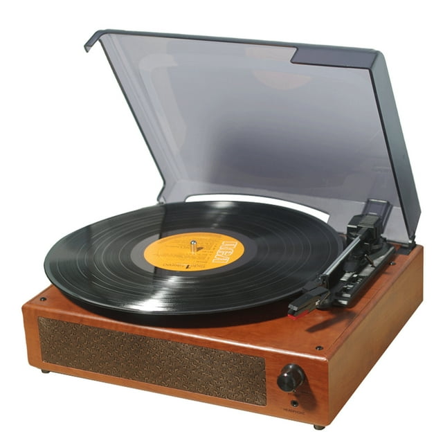 Reproductor de discos de vinilo Tocadiscos Bluetooth con 2 parlantes incorporados Reproductor de LP vintage de 3 velocidades
