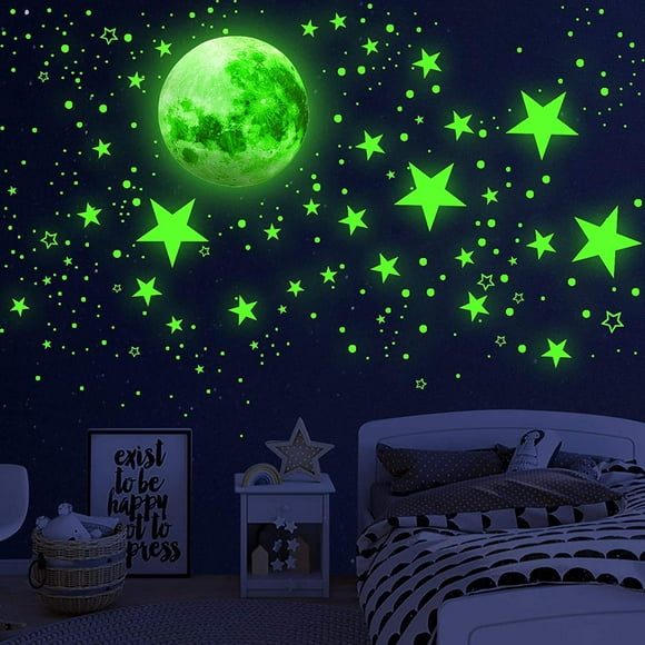 Glow in The Dark Star for Ceiling Wall Stickers Luminous Moon Planet Fluorescent Star for Home Kids