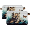 thumbnail image 2 of Cute Cats Storage Basket with Handles Collapsible Storage Bins Canvas Fabric Storage Organizer for Shelves Closet Bedroom Living Room 2Pack Decor Gifts, 2 of 7