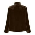 thumbnail image 4 of Inverlee Velvet Cowl Neck Tops for Women Elegant Long Sleeve Blouse Trendy Solid Lapel Collar Shirts, 4 of 7