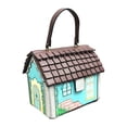 thumbnail image 1 of Bolso bandolera con forma de casa, de piel sintética, para vacaciones y trabajo. Azul, 1 of 9
