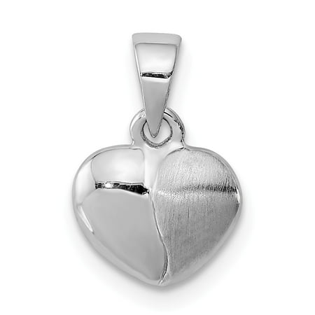 Sterling Silver Polished & Satin Heart Pendant