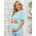 thumbnail image 3 of Maternity Shirts Women's Casual Tops Pregnancy Short Sleeve Striped Ruched Side Tunic Top, 3 of 5